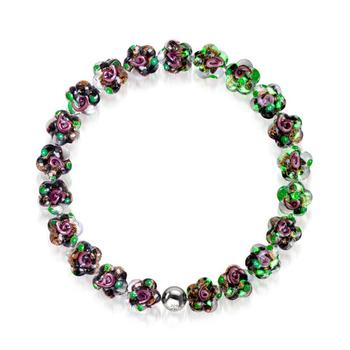 Liquorice Lilly | .925 Sterling Silver | Firefly Glass Flower Bracelet